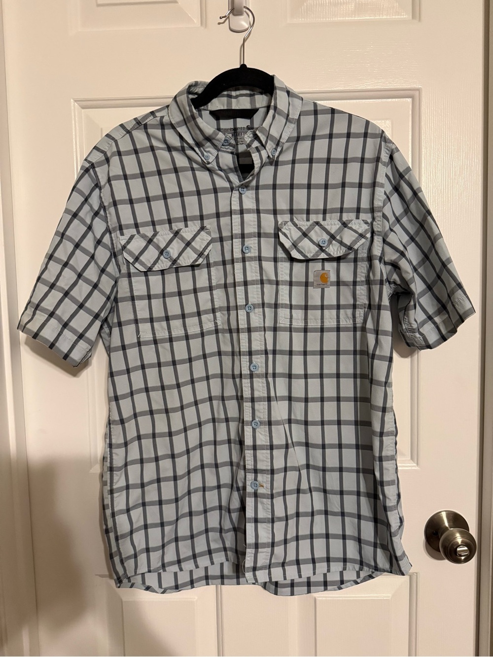 Carhartt Mens Medium Plaid Short Sleeve Button Down Shirt Vented Mesh Relaxed